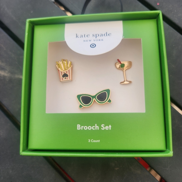 kate spade Jewelry - Kate Spade X Target NWT Brooch Set with Fries, Sunglasses And Cocktail Glass